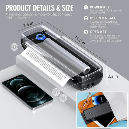 Portable Wireless Bluetooth Thermal Inkless Printer
