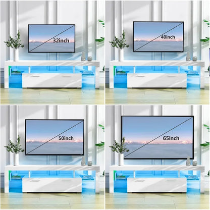 TV Stand for TV up to 70", Living Room Entertainment Center with RGB LED Lights and Storage Shelves Furniture
