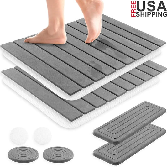 Stone Bath Mat Set Quick Dry Non-Slip