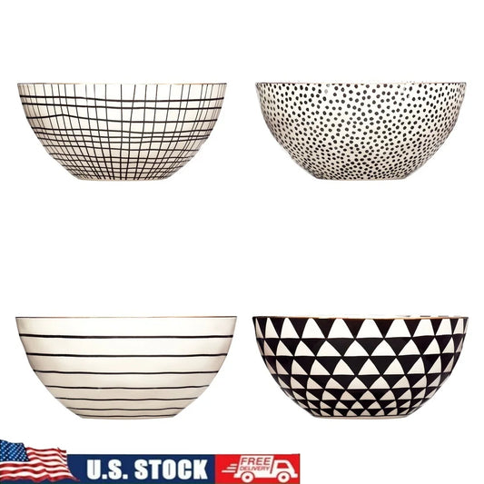 Versatile Stoneware Round Bowls 4 Pack