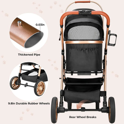 360° High Wheels Transport Foldable  Pet Stroller