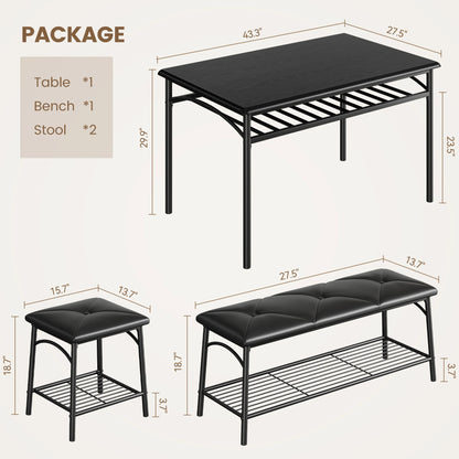 Dining Table Set  with Upholstered Bench