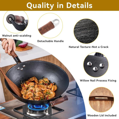 Large Wok Stir Fry Pan Flat Bottom