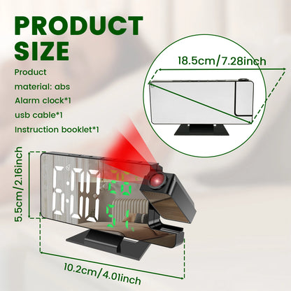 Projection digital alarm clock 180 ° arm projection