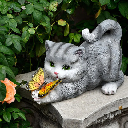 Cute Cat and Butterfly Figurine Housewarming Gift