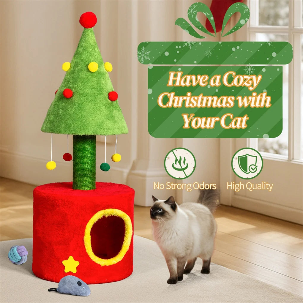 30in Cat Scratching Post with Cat House f