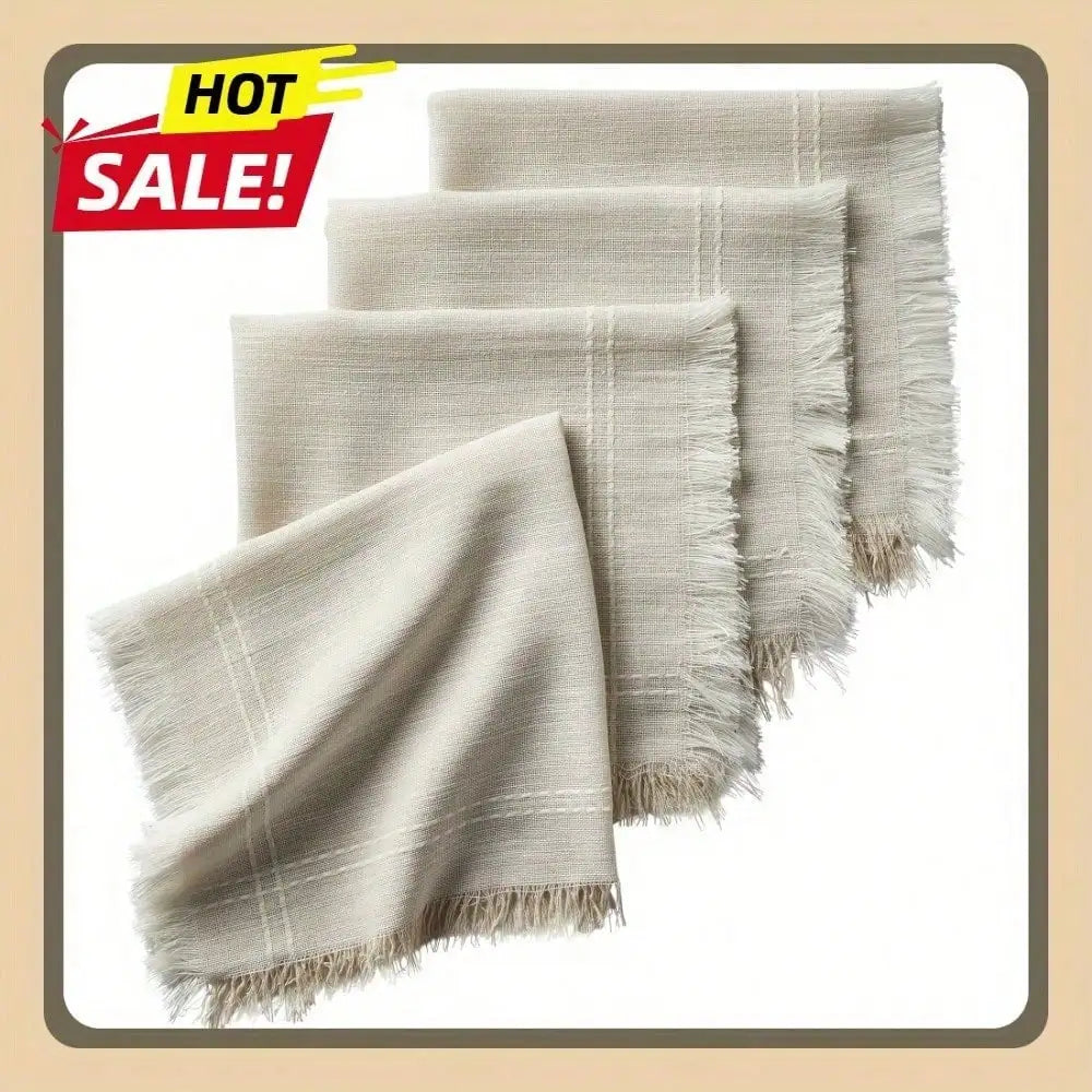 20 x 20 Striped Beige Cloth Napkins
