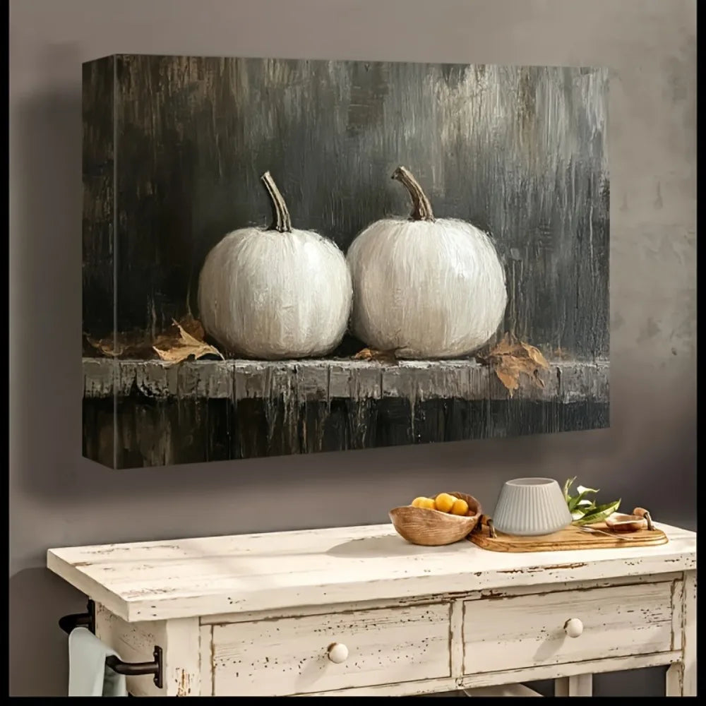 Solid Wood Frame, Fall Pumpkin Oil Painting