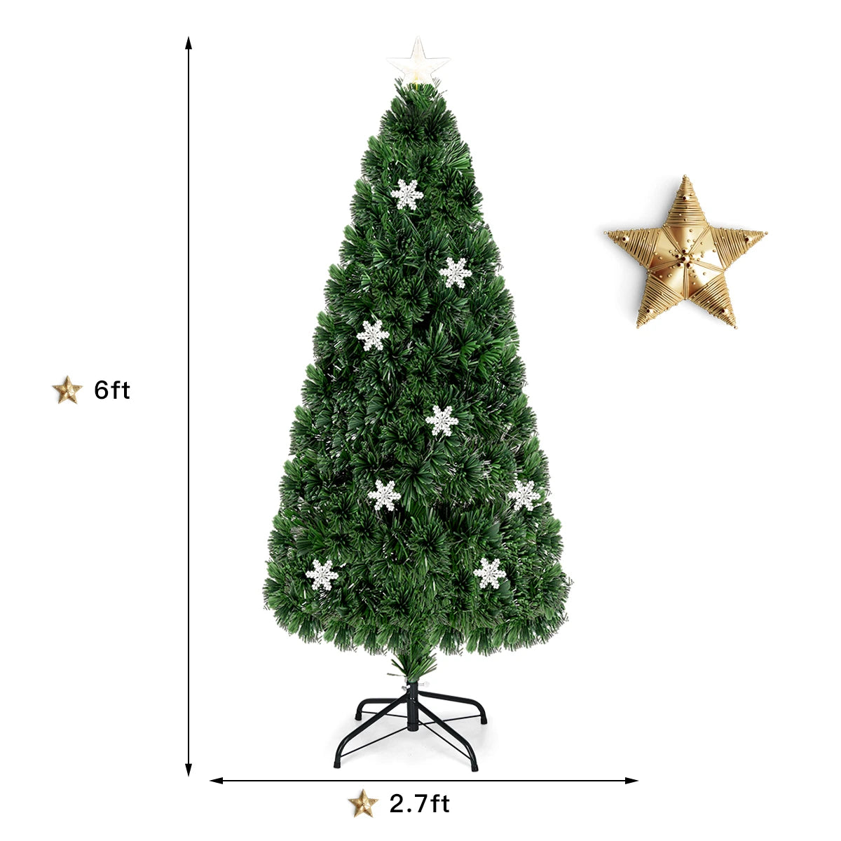 6FT Pre-Lit Fiber Optic Artificial Christmas Tree