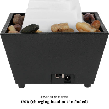 Tabletop Fountain Small Waterfall Fountain Desktop Decor With Light And Pebble USB Powered Sound Relaxation Fountain Ornament