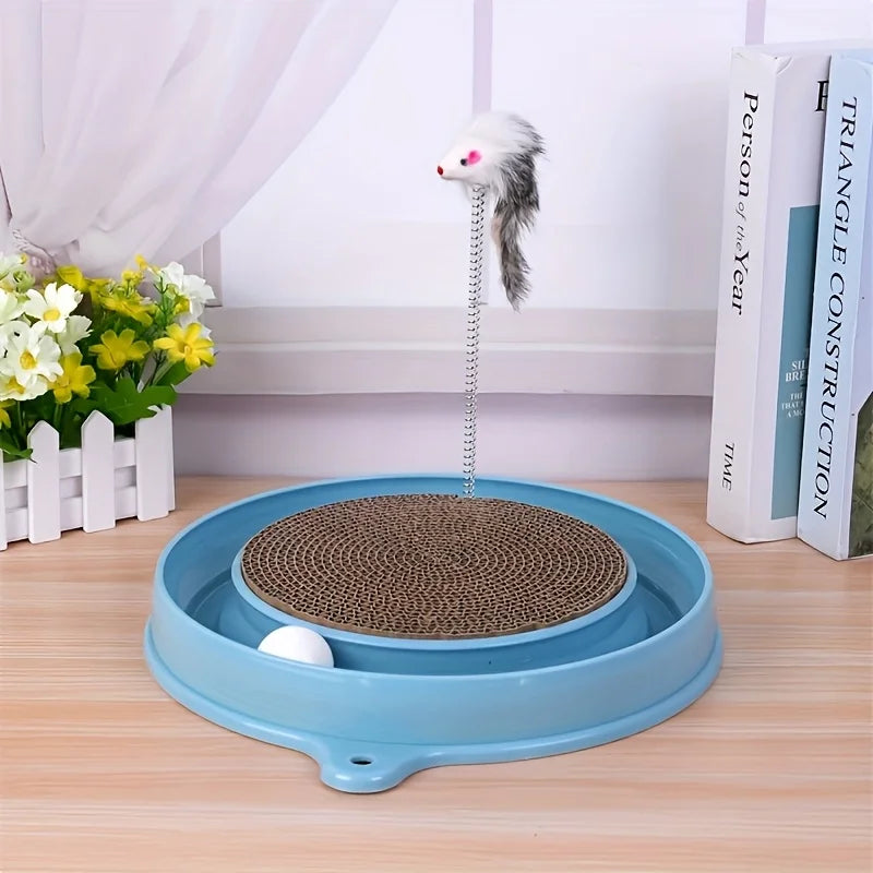 Scratching Cat Toy with Ball Track and Spring