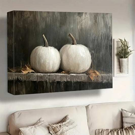 Solid Wood Frame, Fall Pumpkin Oil Painting
