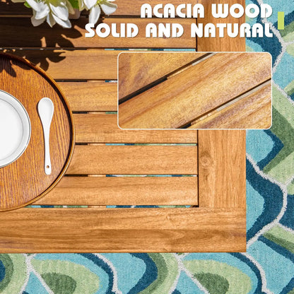 5 Piece Acacia Wood Patio Table and Chairs