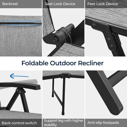 Outdoor Folding Chaise Lounge Set of 2