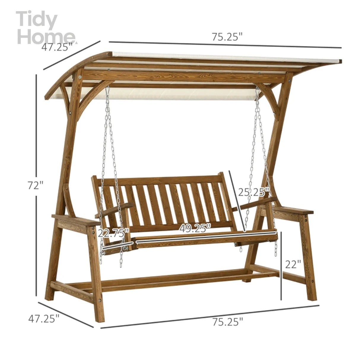 Outdoor Swing Loveseat with Canopy