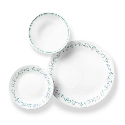 White and Green Round Dinnerware Set