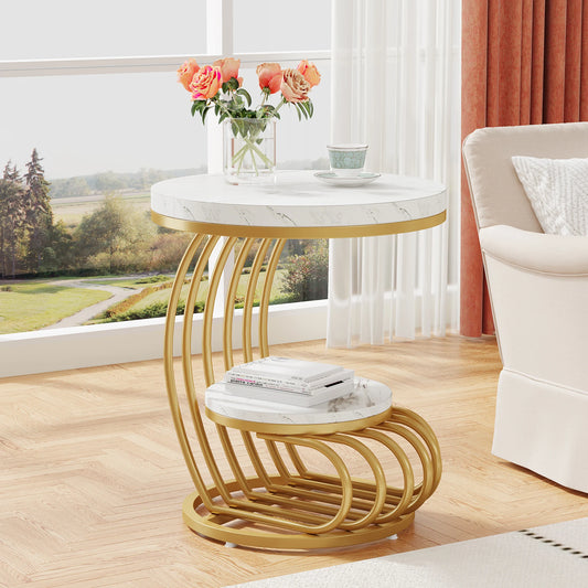 Gold Round End Table