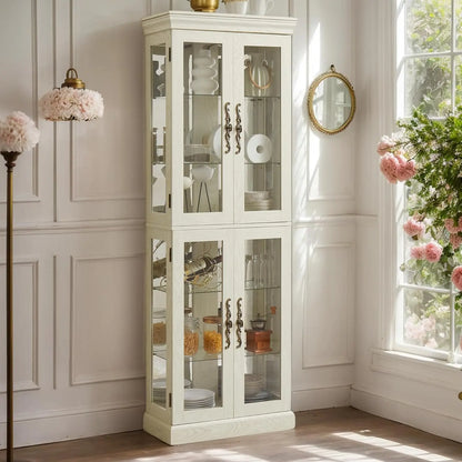 Curio Cabinet 71" Lighted Glass Display Case