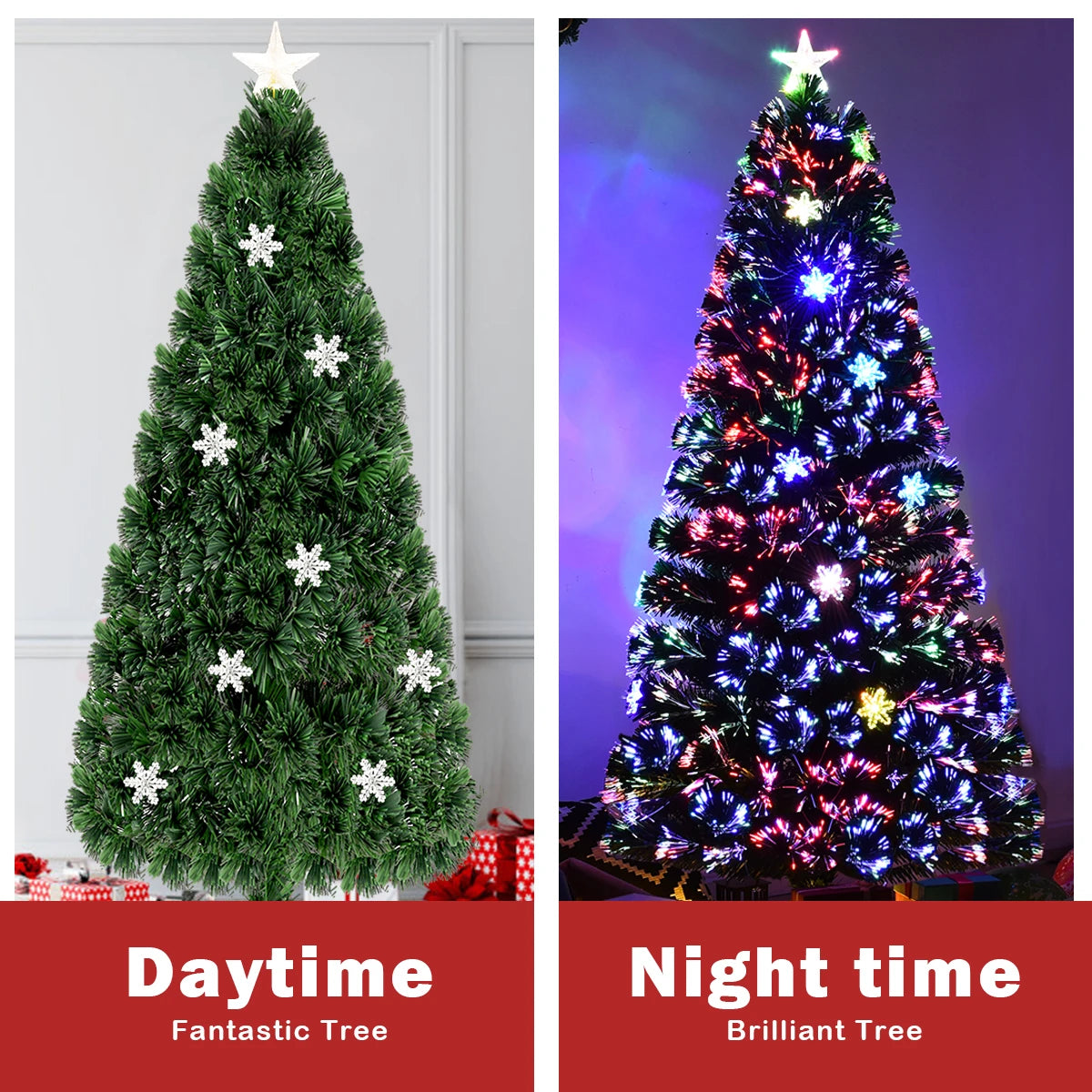 6FT Pre-Lit Fiber Optic Artificial Christmas Tree