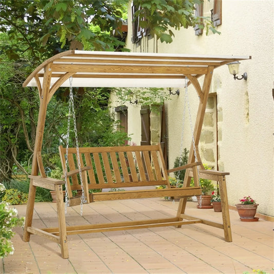Outdoor Swing Loveseat with Canopy