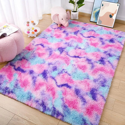 Lochas Super Soft Plush Tie Dye Velvet Rugs for Home Decor Large Size shaggy Rug Fluffy Carpet For Living Room Bedroom Kids Room