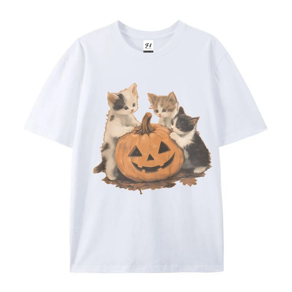 Kitty Halloween Pumpkin  Cute Animal Tee