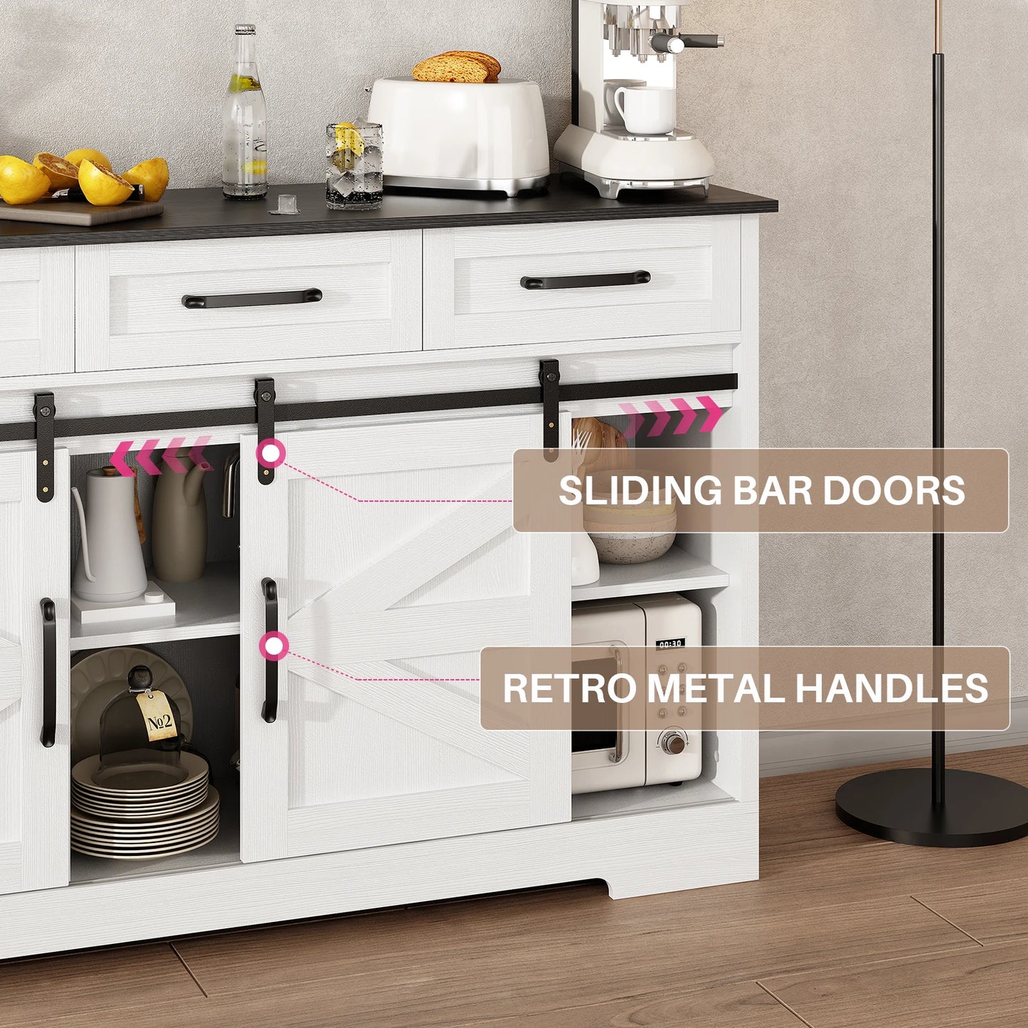 Sideboard Buffet Cabinet w/ Adjustable Shelves