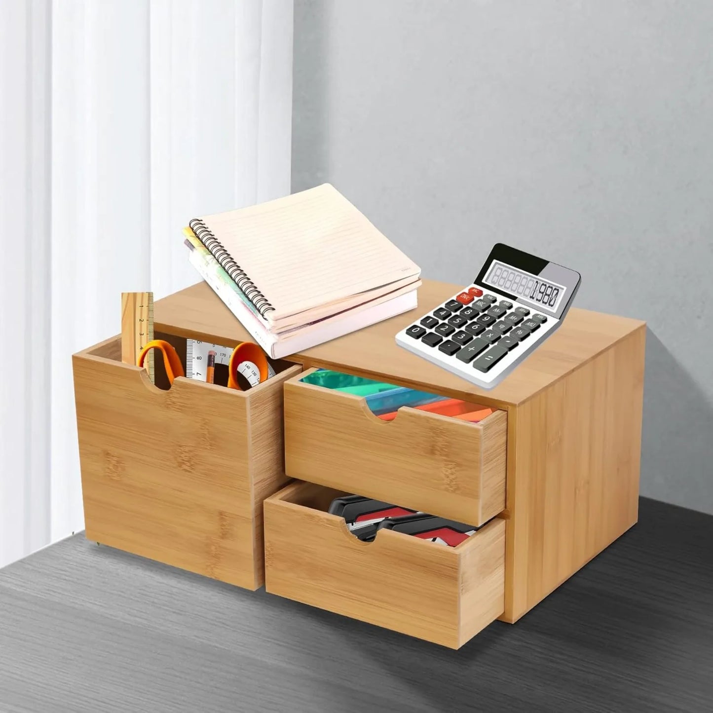 Bamboo Desk Organizer Drawer, Tabletop Storage Organization