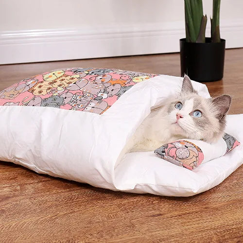 Warm Cat Sleeping Bag - Cozy Japanese Cat Bed