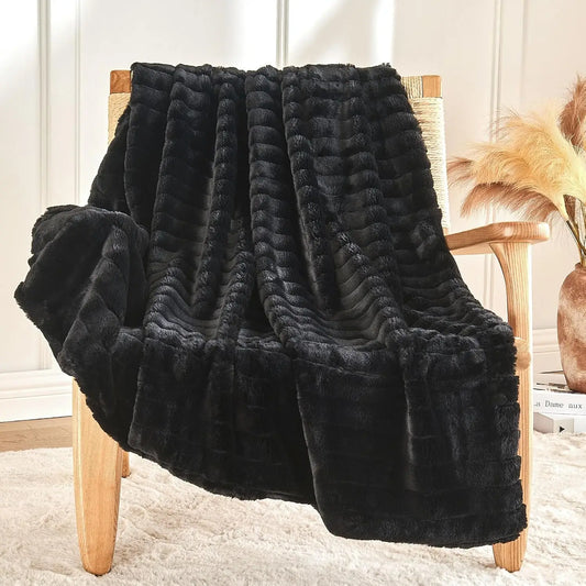 Faux Fur Throw Blanket for Couch