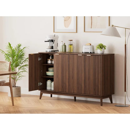 Walnut Fluted Sideboard Buffet Cabinet