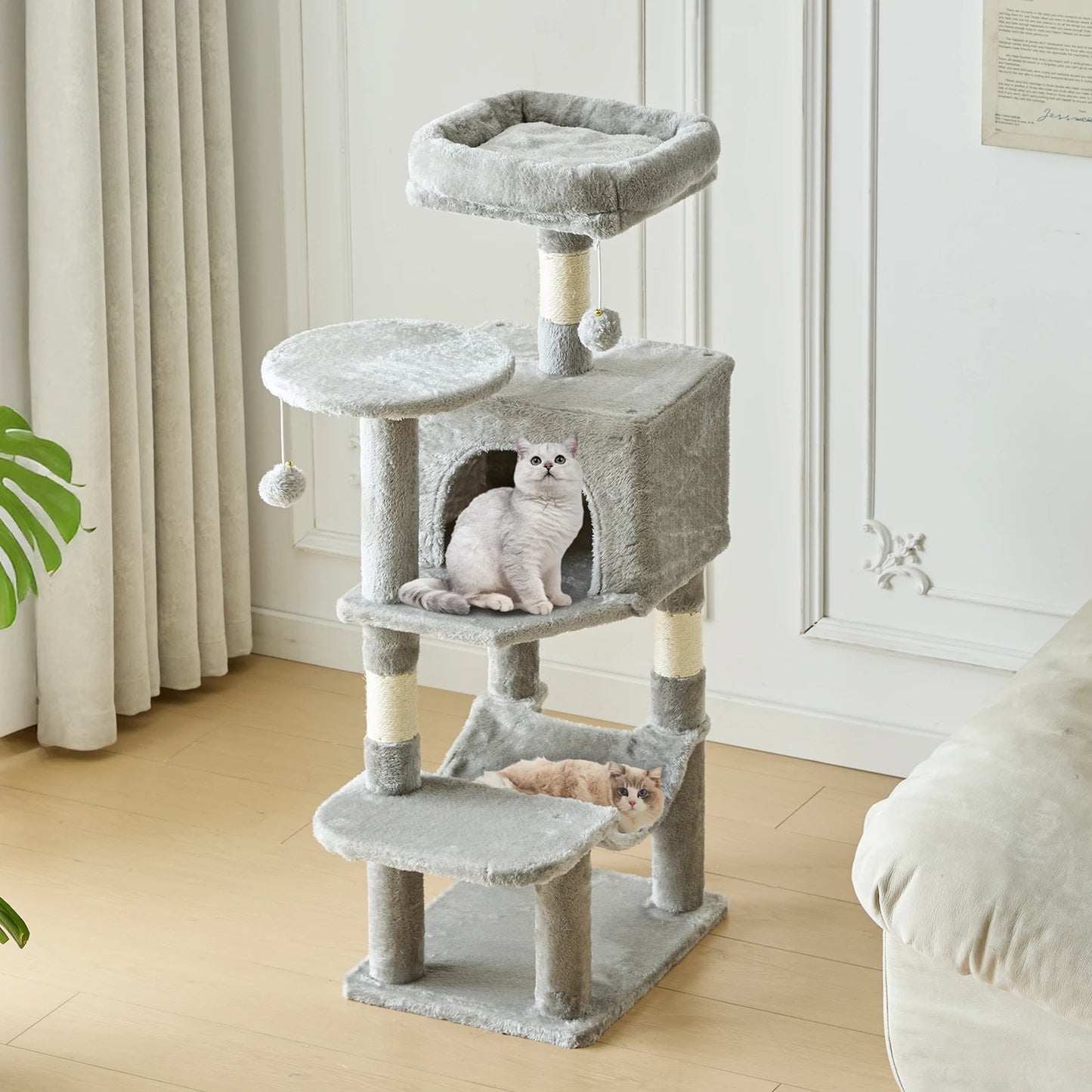 44in Tall Multi-Cat Climbing Cat Tree Tower