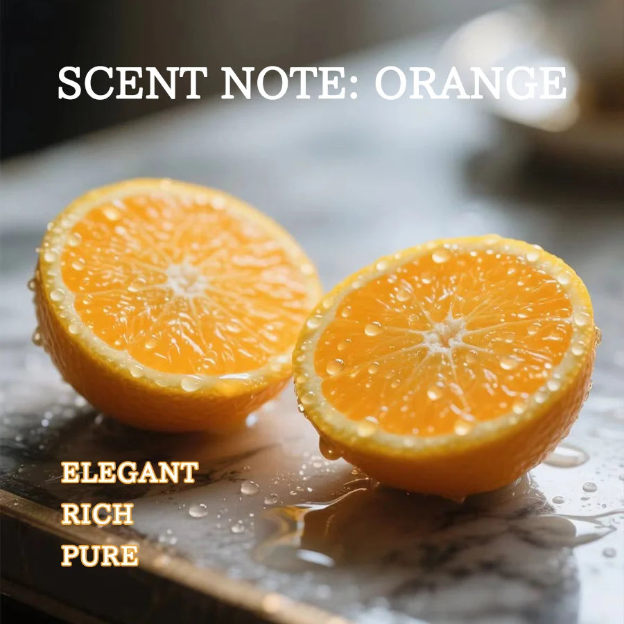 Sliced orange showcasing its juicy texture, representing the scent note: orange for sacral chakra sweet orange candle.