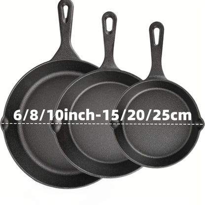 3PCS Cast Iron Skillet Set (6/8/10 Inch)  Pre-Seasoned