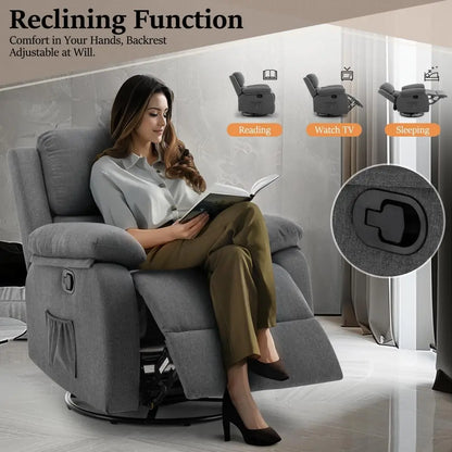 Recliner Chair, Swivel Rocker for Adults