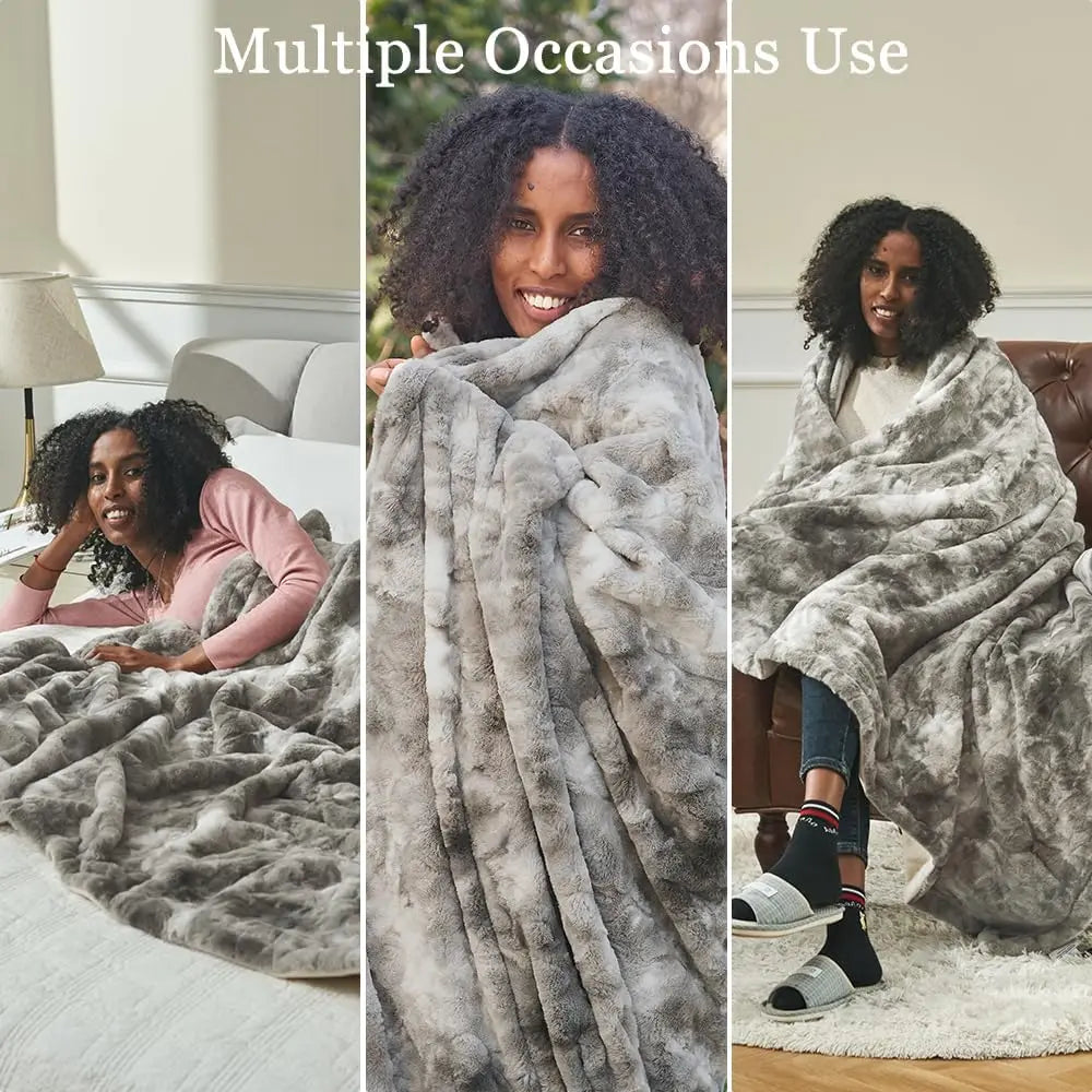 Oversized Faux Fur Throw Blanket,