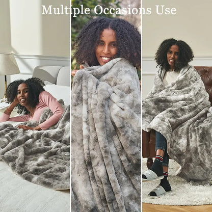 Oversized Faux Fur Throw Blanket,