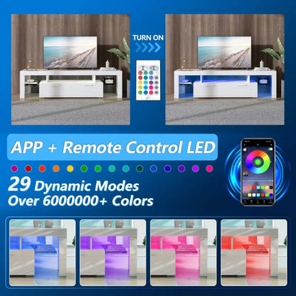 TV Stand for TV up to 70", Living Room Entertainment Center with RGB LED Lights and Storage Shelves Furniture