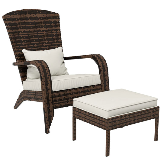 Wicker Adirondack Chair W/ Ottoman