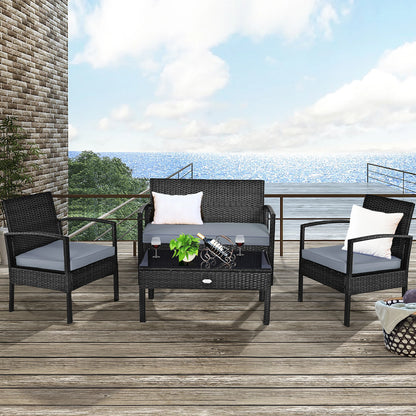 4pcs Outdoor Patio Rattan Wicker Set