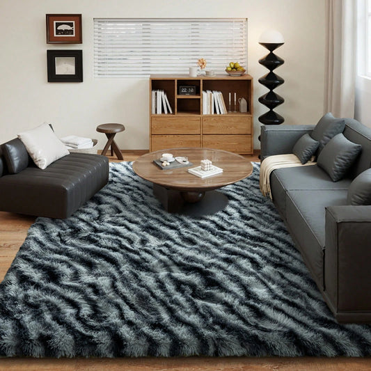 Fluffy Long Shag Zebra Print Rug