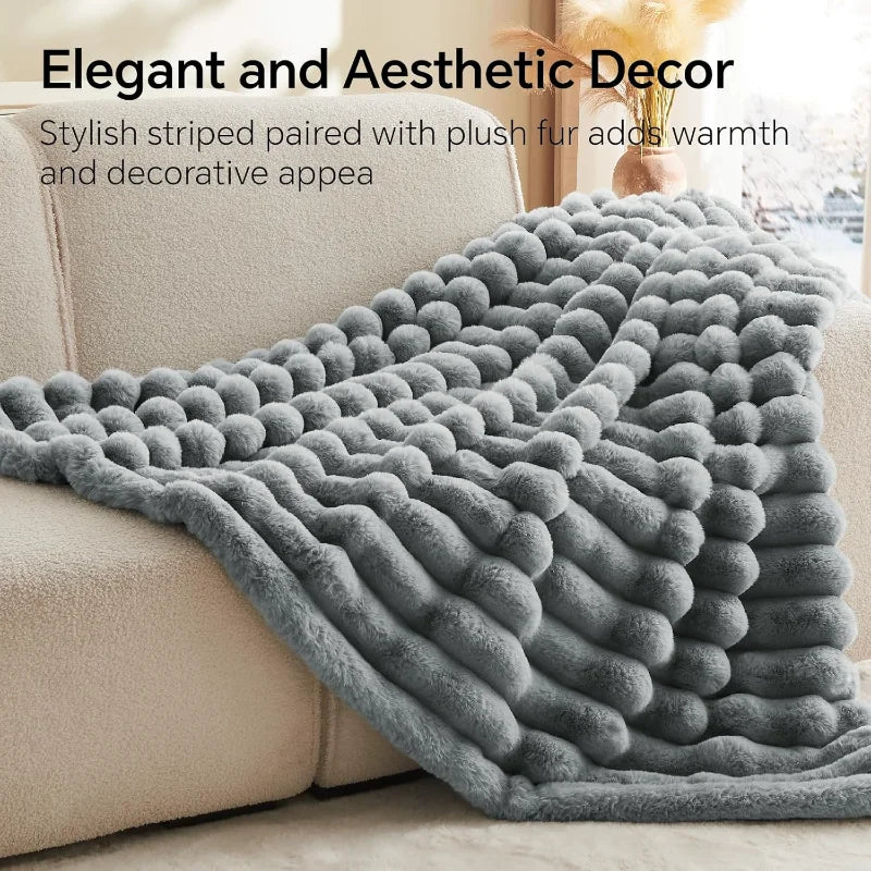 Faux Fur Throw Blanket for Couch