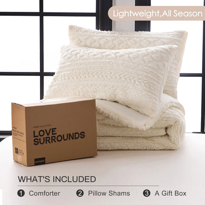 Plush Fleece Sherpa Cotton Fluffy Comforter Set