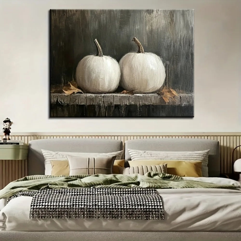 Solid Wood Frame, Fall Pumpkin Oil Painting