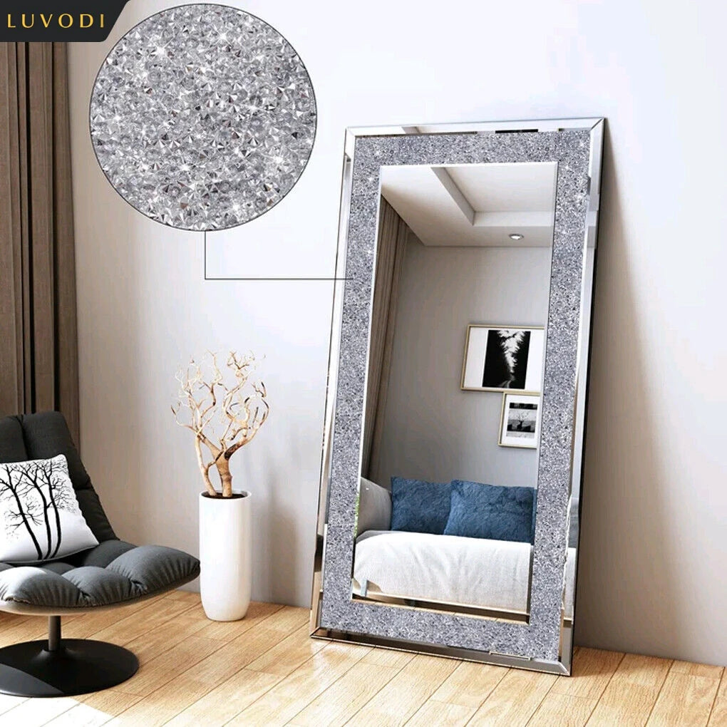 Large Silver Crystal  Vanity Mirror Wall Mounted
