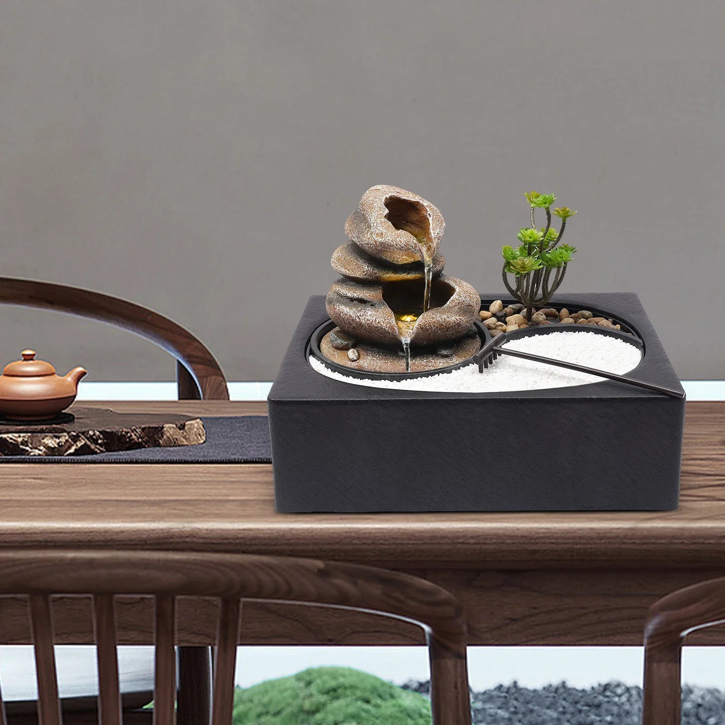 Tabletop Rock Water Fountain  Zen Garden