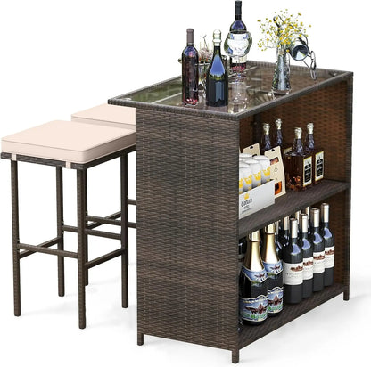 3 Piece Patio Bar Set