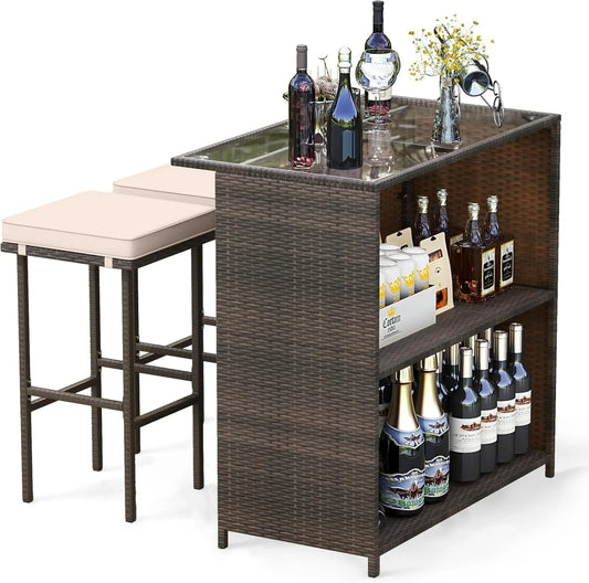 3 Piece Patio Bar Set