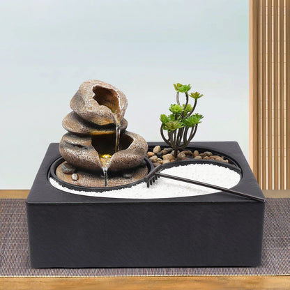 Tabletop Rock Water Fountain  Zen Garden