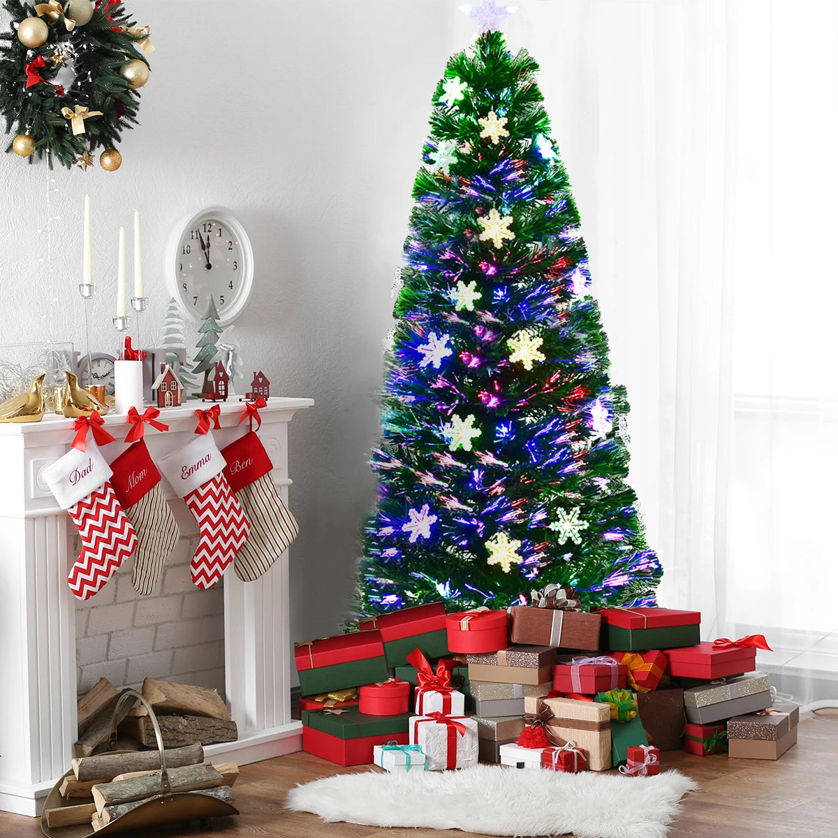 6FT Pre-Lit Fiber Optic Artificial Christmas Tree